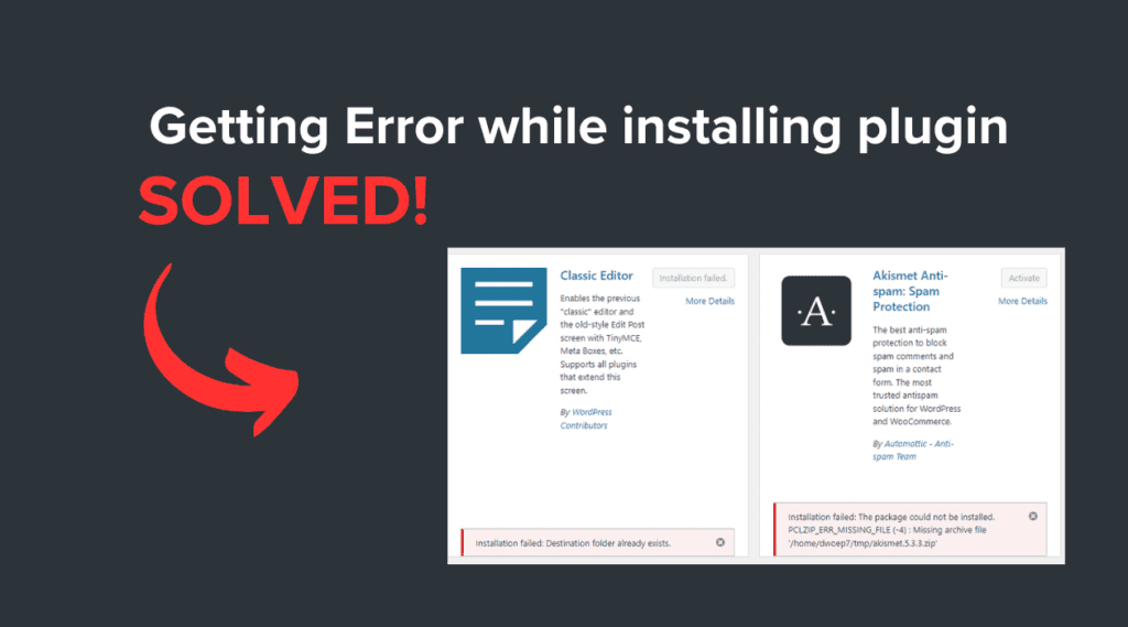 How to fix Getting Error while installing plugin
