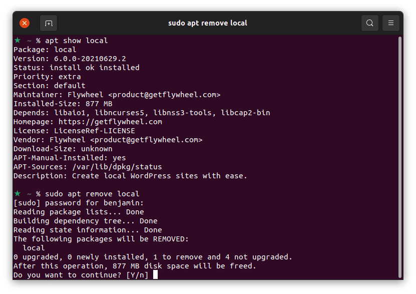 Uninstall Local from Ubuntu Linux