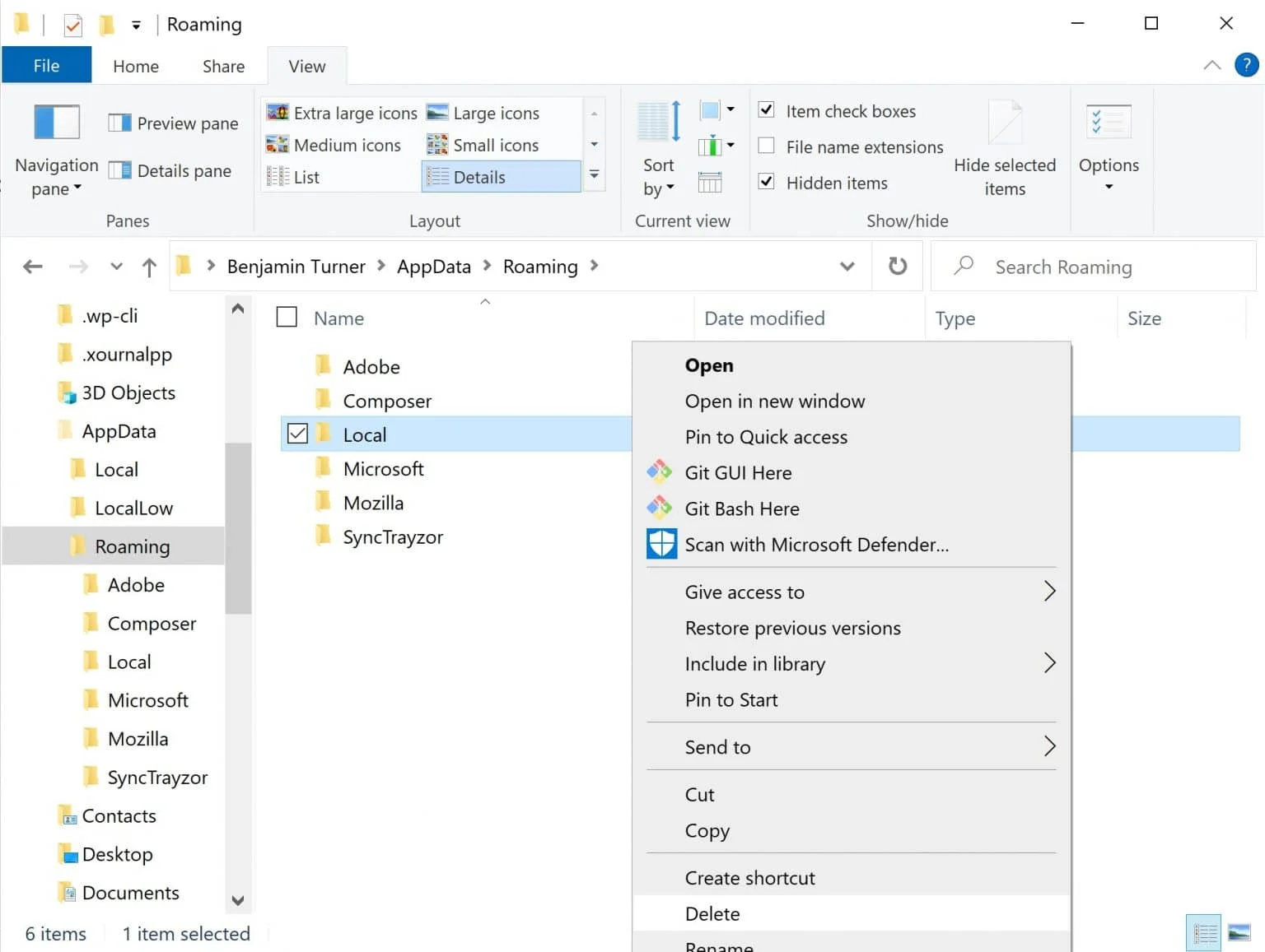 Uninstall Local on Windows